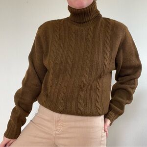 Pendleton Brown Cable-Knit Turtleneck Sweater